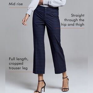 Banana Republic Mid Rise Logan Crop Navy Blue Pants White Pinstripe Womens 10